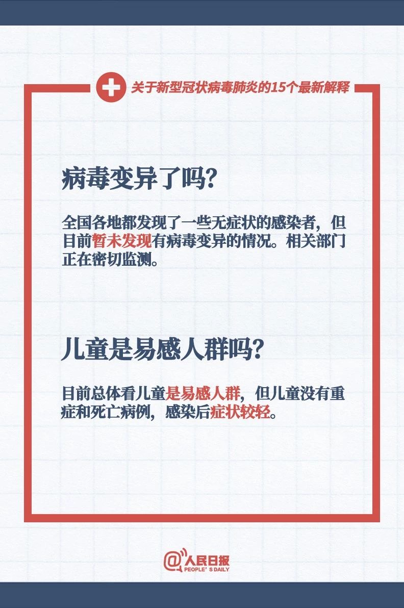 人民日報緊急擴散：關于新型冠狀病毒肺炎的15個最新解釋